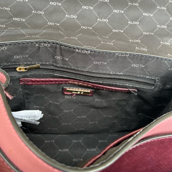 Aldo Burgundy Wine Leather Bag Structured Top Handle / Shoulder Bag / Crossbody - Picture 10 of 16